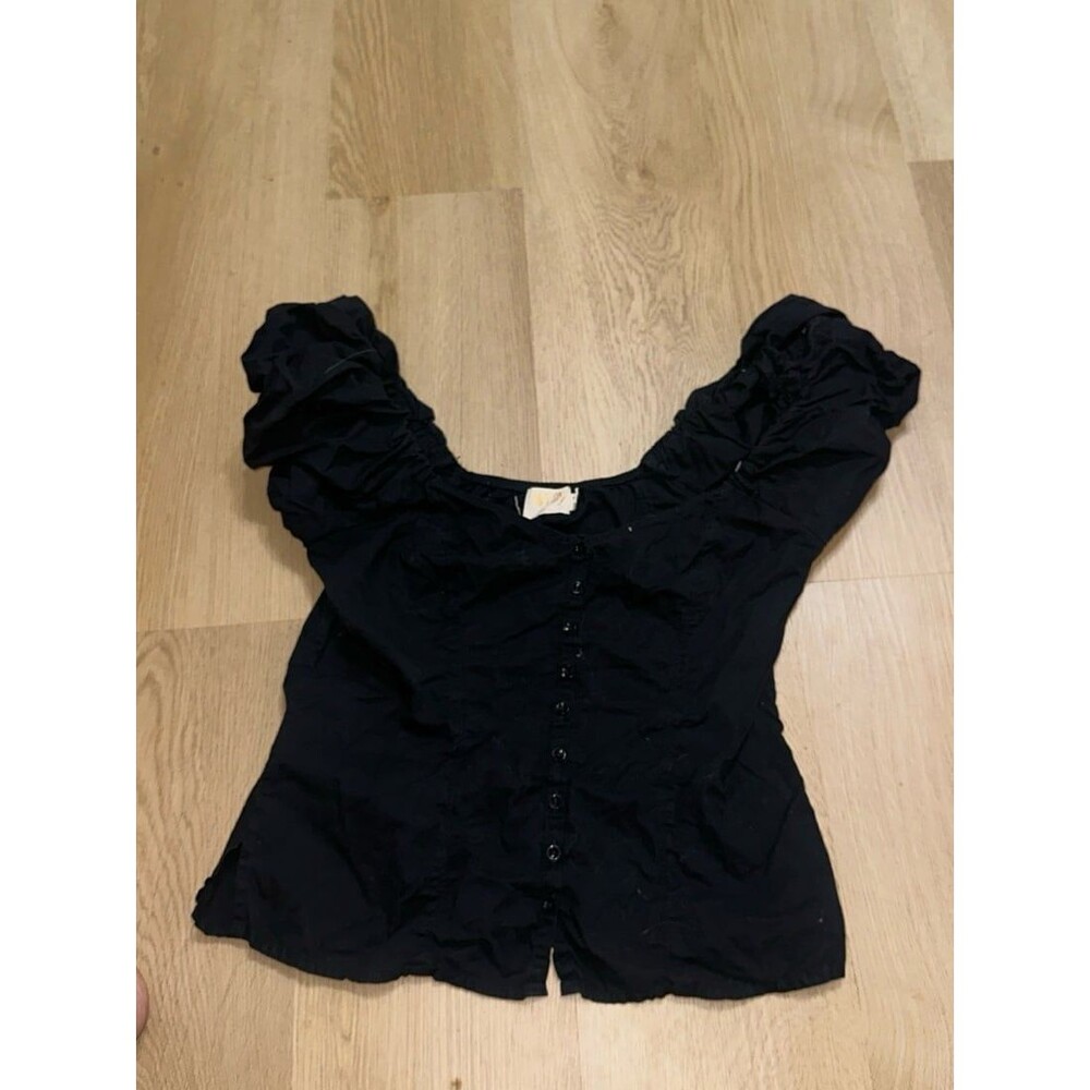 Nation black ruffle top